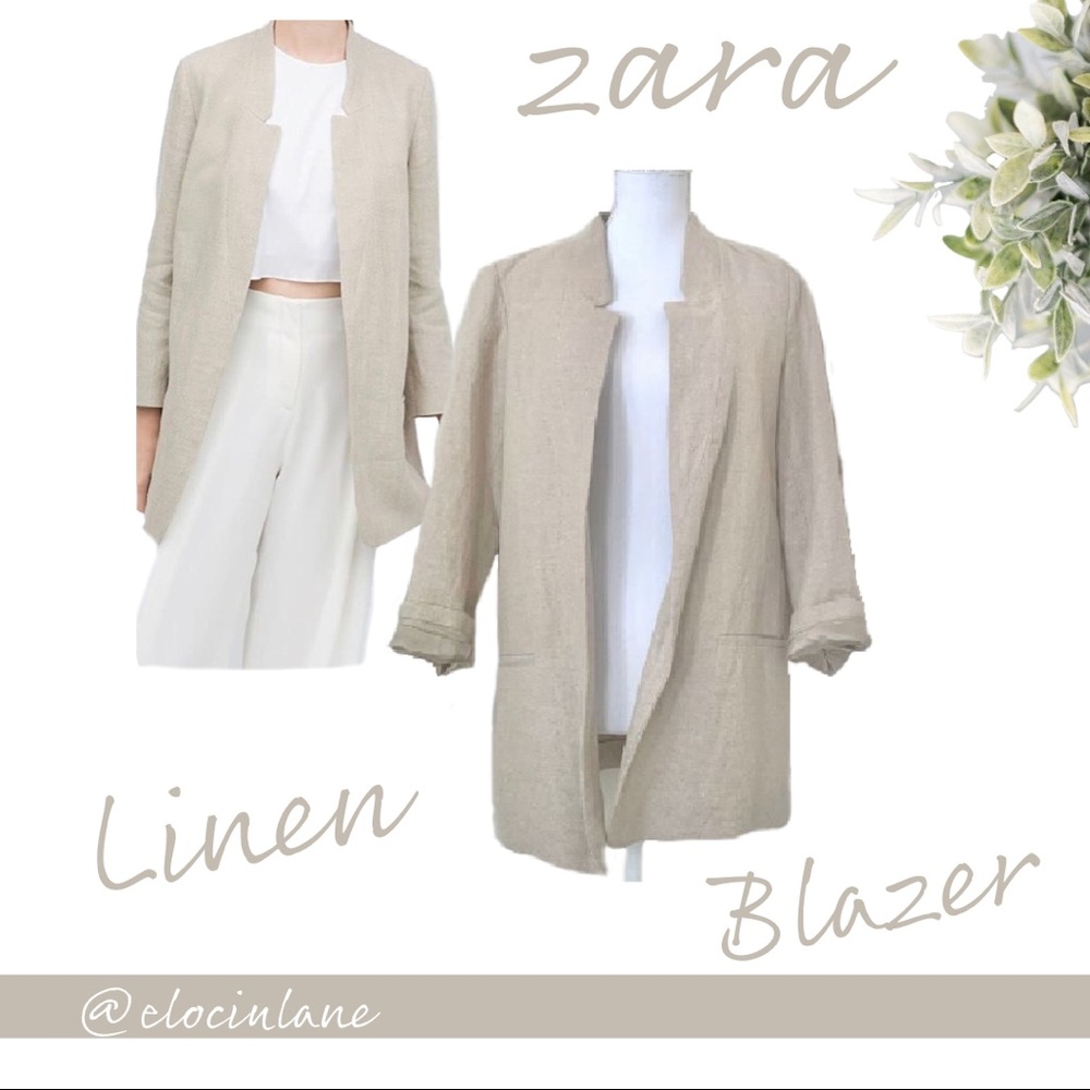 Zara Off White Linen Blazer